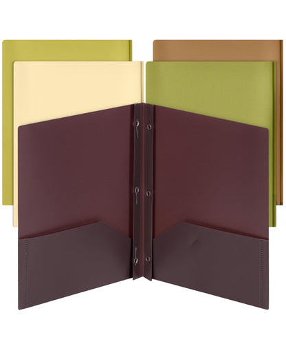 Mr. Pen- Plastic Folders with Pockets and Prongs, 5 Pack, Letter Size