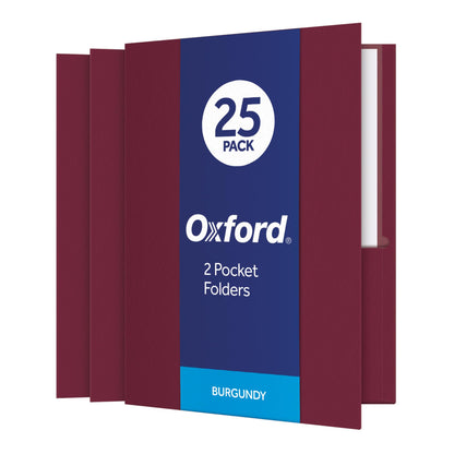 Oxford Twin-Pocket Folders, Textured Paper, Letter Size, Dark Blue, Holds 100 Sheets, Box of 25 (57538EE)
