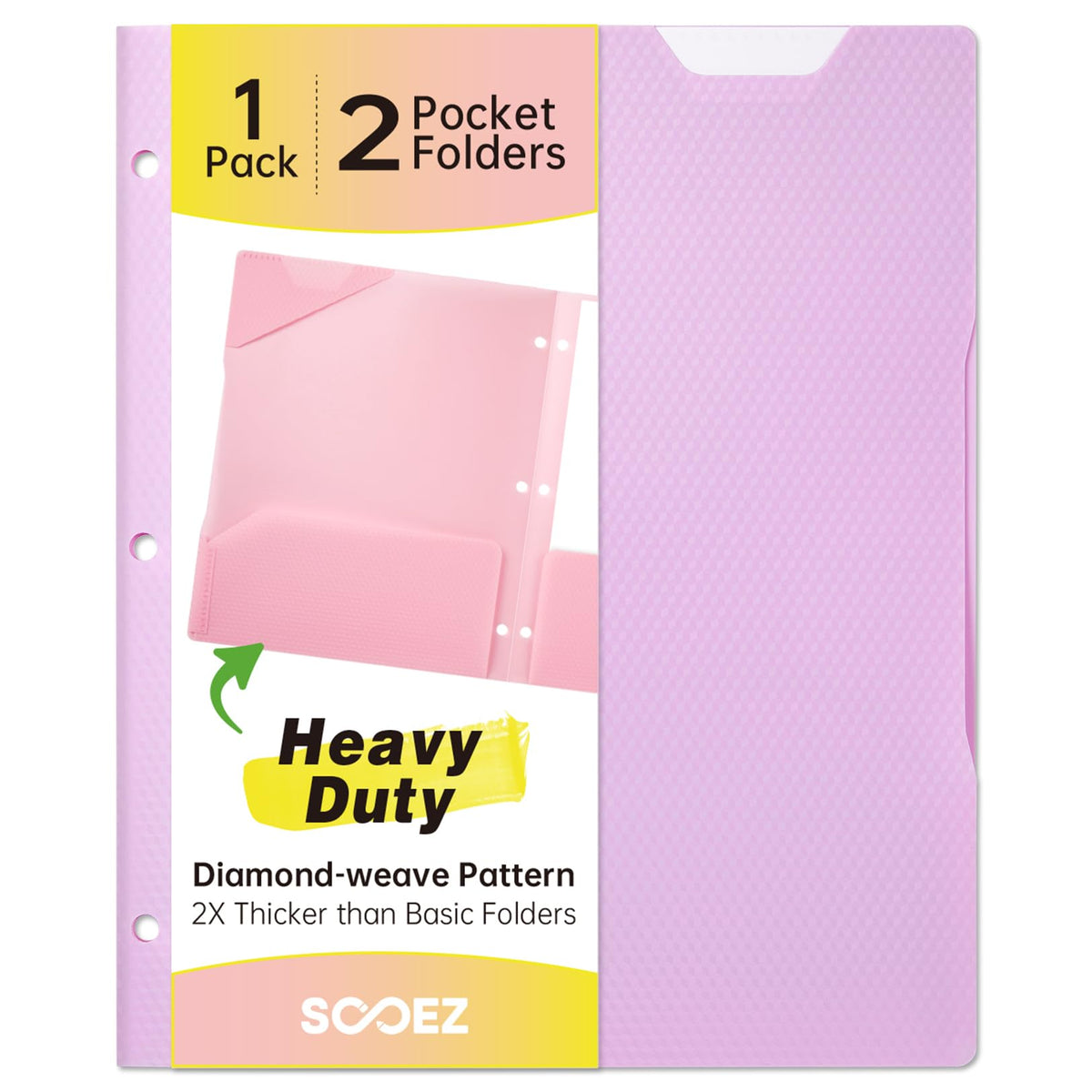 Sooez 6 Pack Plastic Folders with Pockets, Heavy Duty, Fits 3-Ring Binder