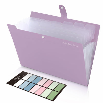 SKYDUE Expanding File Folders with 8 Pockets, Accordion File Organizer with Labels, Portable Paper Bill Receipt Organizer, Letter Size, Home School Office Supplies, Olive Green