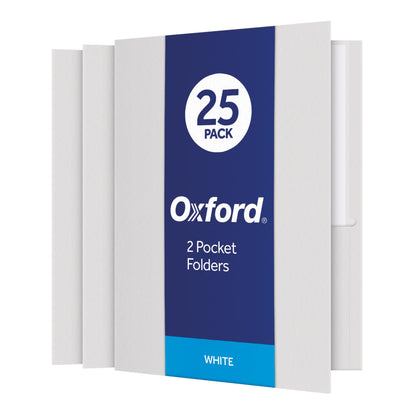 Oxford Twin-Pocket Folders, Textured Paper, Letter Size, Dark Blue, Holds 100 Sheets, Box of 25 (57538EE)