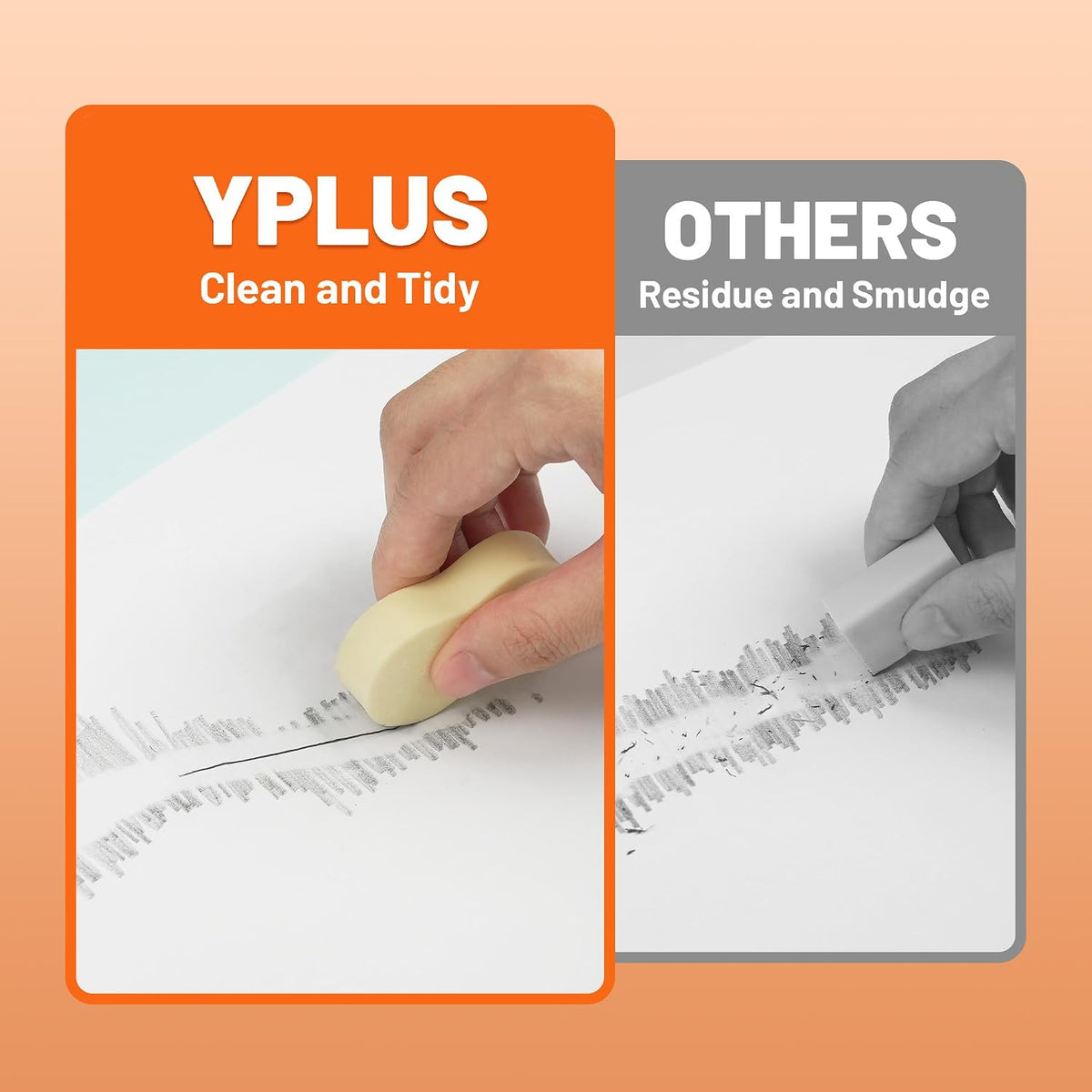 YPLUS Erasers for Kids, Hipolymer Pencil Erasers for School Supplies, 6 Pcs