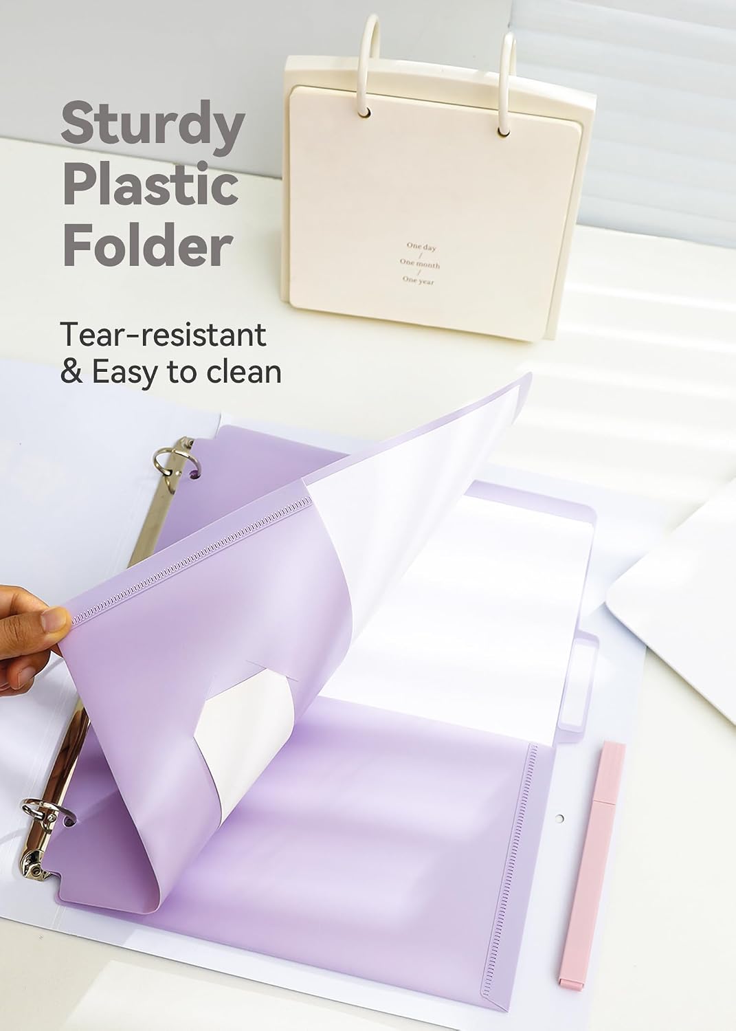 SortRax Plastic Folders with Pockets, 3-Hole, 3 Tab Positions, Pastel