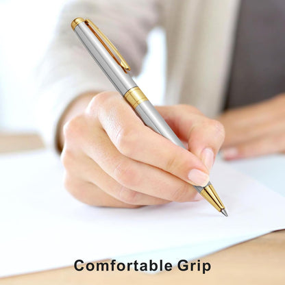 Cambond Ballpoint Pens Black Ink - 1.0 mm Metal Twist Gold Pens Bulk