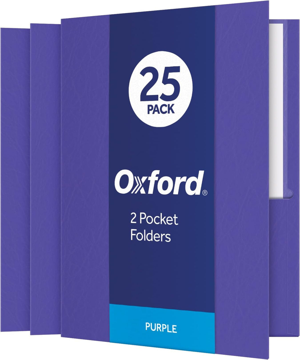 Oxford Twin-Pocket Folders, Textured Paper, Letter Size, Dark Blue, Holds 100 Sheets, Box of 25 (57538EE)