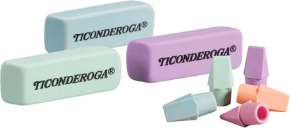 Ticonderoga Assorted Erasers, Pastel Colors, 15 Count