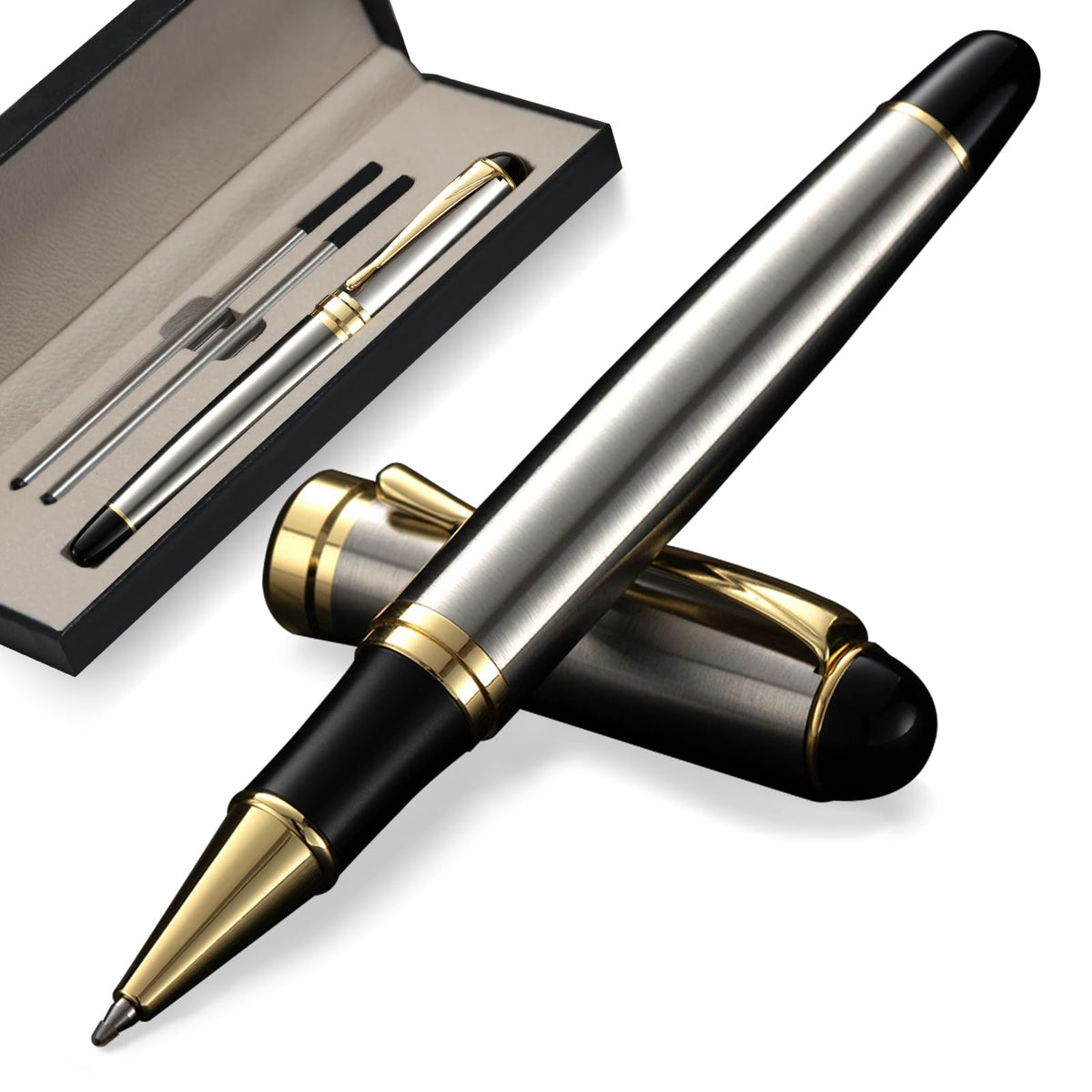 Luxury Ballpoint Pens Black Ink 0.5mm Medium Point Work Pen Smooth Writing,Elegant Fancy Nice Gift Pen Set for Signature Executive Business Office Supplies (Blue)