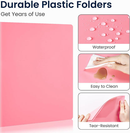 Sooez 8 Pack File Folders with Pockets, Plastic 2 Pocket Folder, Pastels