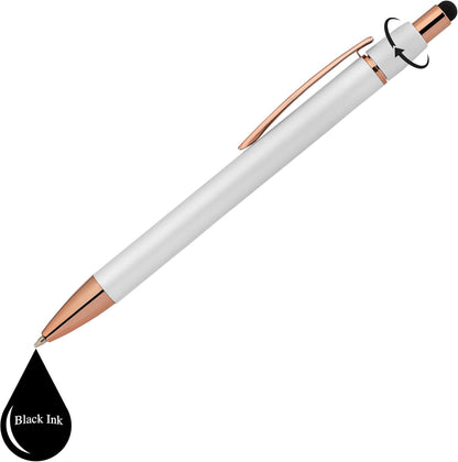 Fidget Pen for Adults - 2 Pack Stress Relief Pens with Gift Box - ADHD Anxiety - Metal with Rubber Grip - Focus for Office, Work (White-Black)