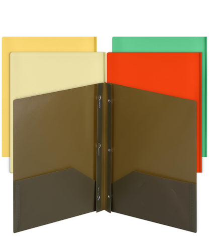 Mr. Pen- Plastic Folders with Pockets and Prongs, 5 Pack, Letter Size