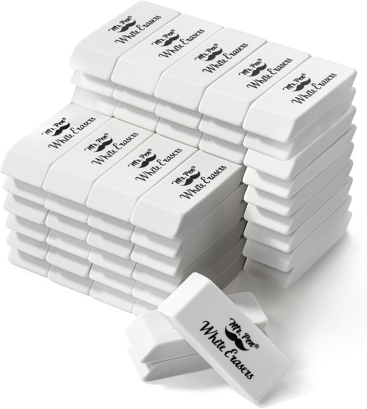 Mr. Pen- White Pencil Erasers Bulk, 72 Pack