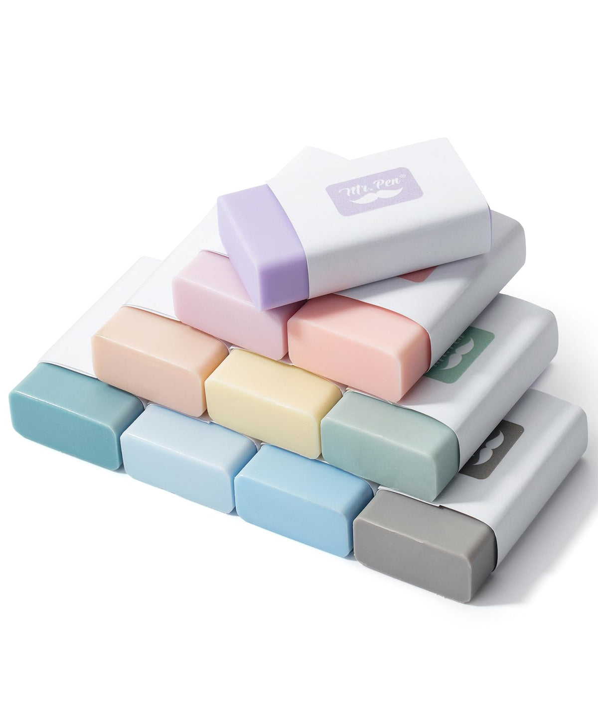 Mr. Pen- White Pencil Eraser, 8 Pack | Large Latex Free Block Erasers for School, Office, Art Sketching, Homework, Exams, Clean Smudge-Free Correction
