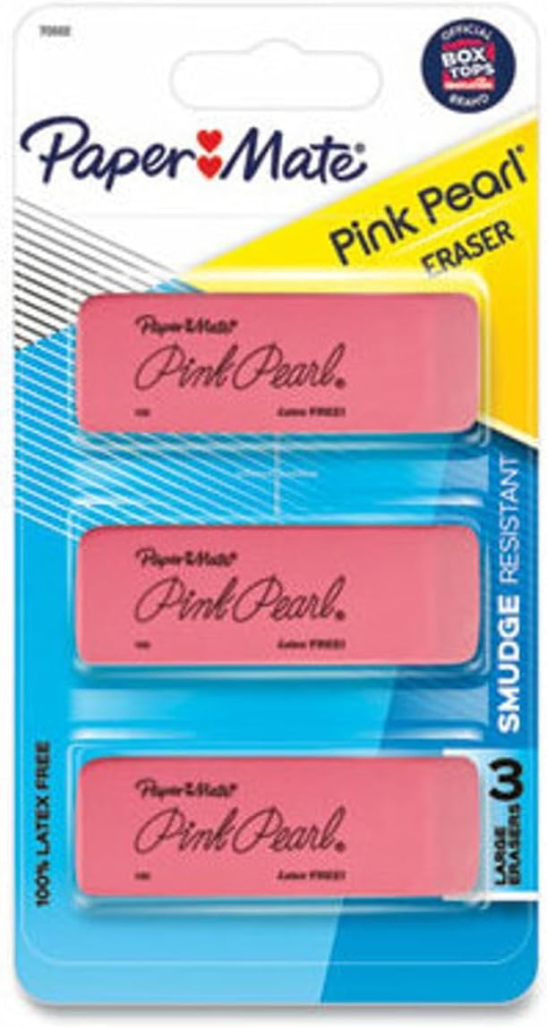 PaperMate Pink Pearl Premium Medium Rubber Eraser, 3-Count (2 Pack)