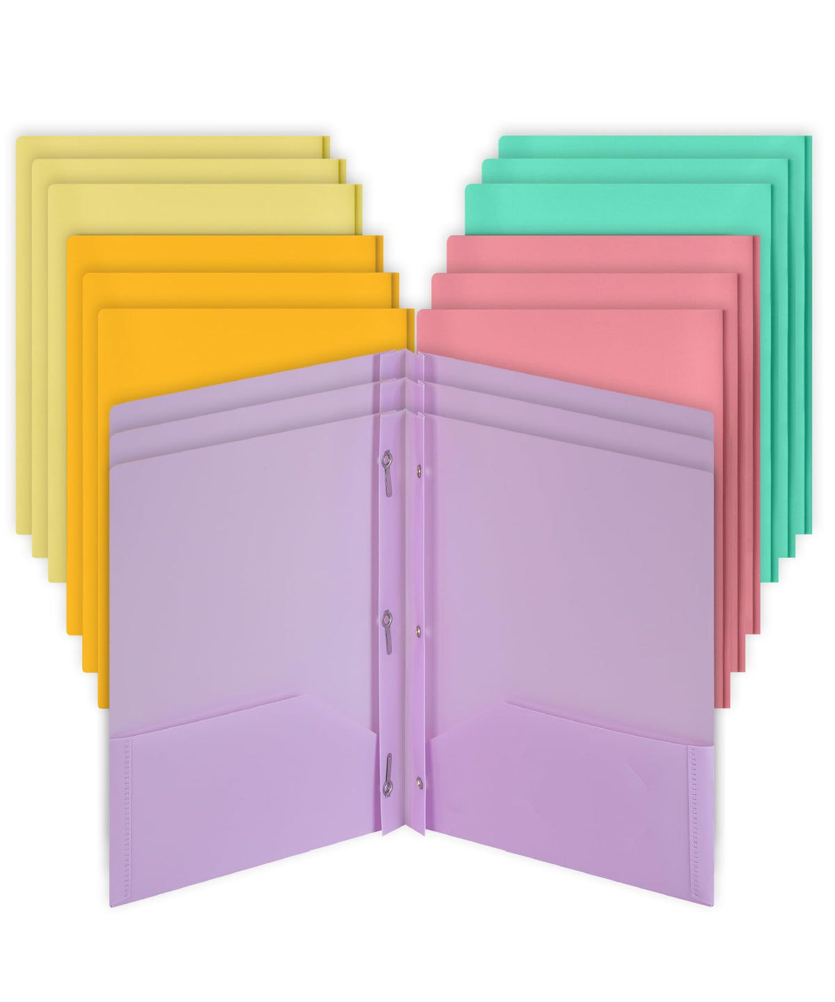 Mr. Pen- Plastic Folders with Pockets and Prongs, 5 Pack, Letter Size