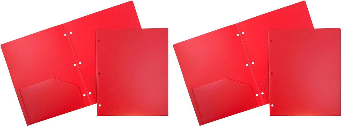 JAM PAPER Heavy Duty Plastic 3 Hole Punch Pocket Folders - Extra Tough School Folders - Assorted Primary Colors - 6/Pack