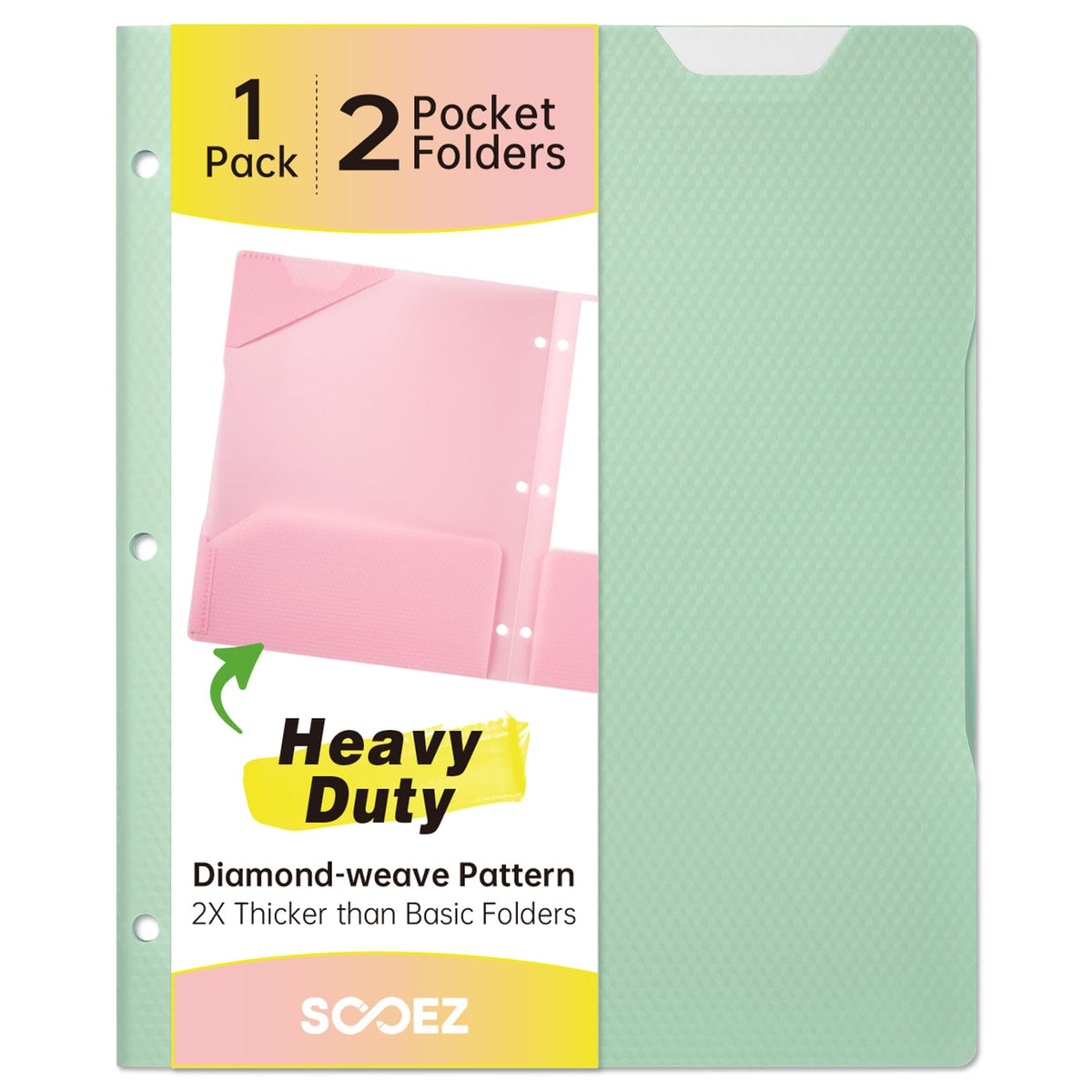 Sooez 6 Pack Plastic Folders with Pockets, Heavy Duty, Fits 3-Ring Binder