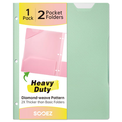 Sooez 6 Pack Plastic Folders with Pockets, Heavy Duty, Fits 3-Ring Binder