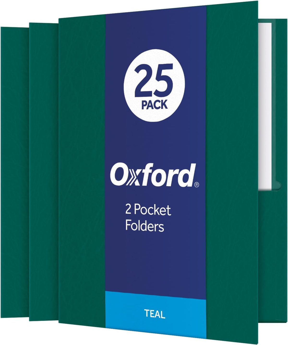 Oxford Twin-Pocket Folders, Textured Paper, Letter Size, Dark Blue, Holds 100 Sheets, Box of 25 (57538EE)