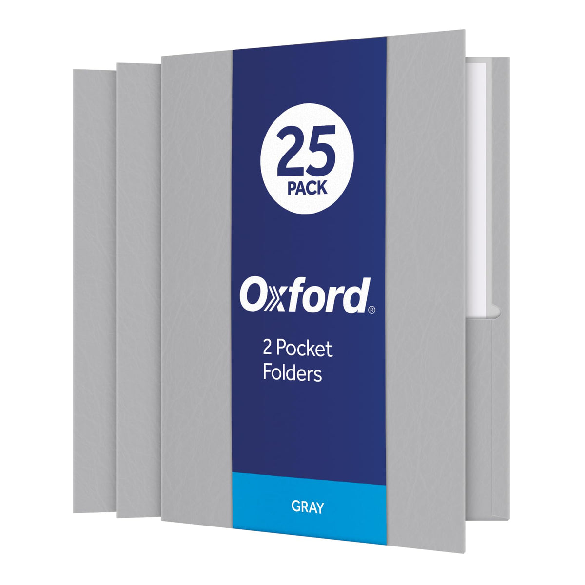Oxford Twin-Pocket Folders, Textured Paper, Letter Size, Dark Blue, Holds 100 Sheets, Box of 25 (57538EE)