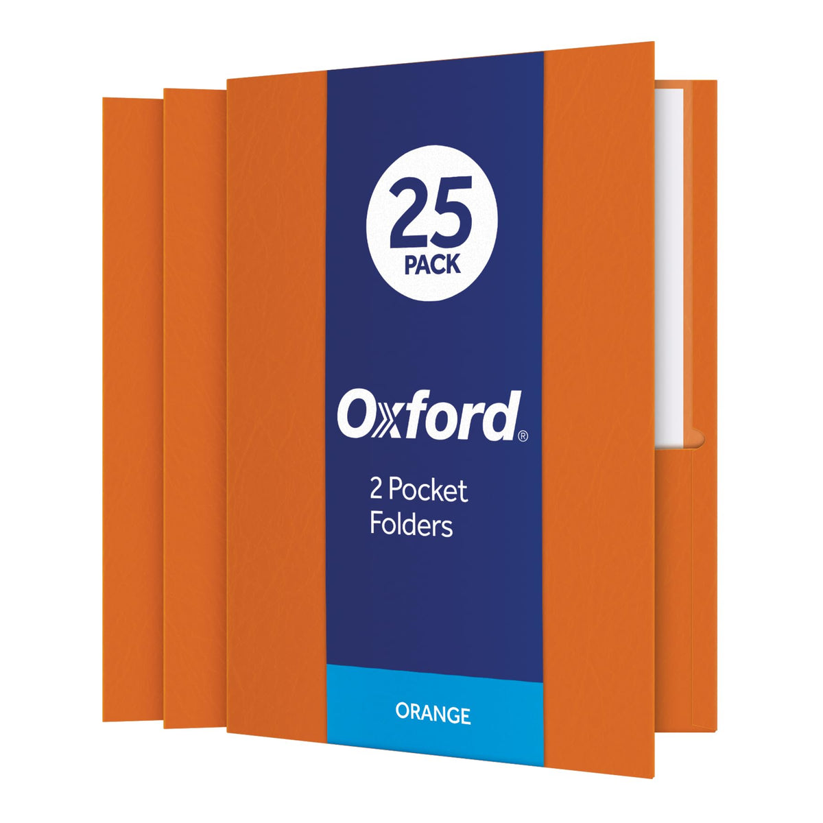 Oxford Twin-Pocket Folders, Textured Paper, Letter Size, Dark Blue, Holds 100 Sheets, Box of 25 (57538EE)