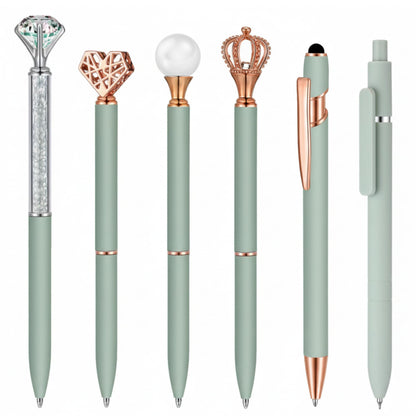 Qeeenar 6 Pcs Fancy Ballpoint Pens Glitter Metal Pens, Black