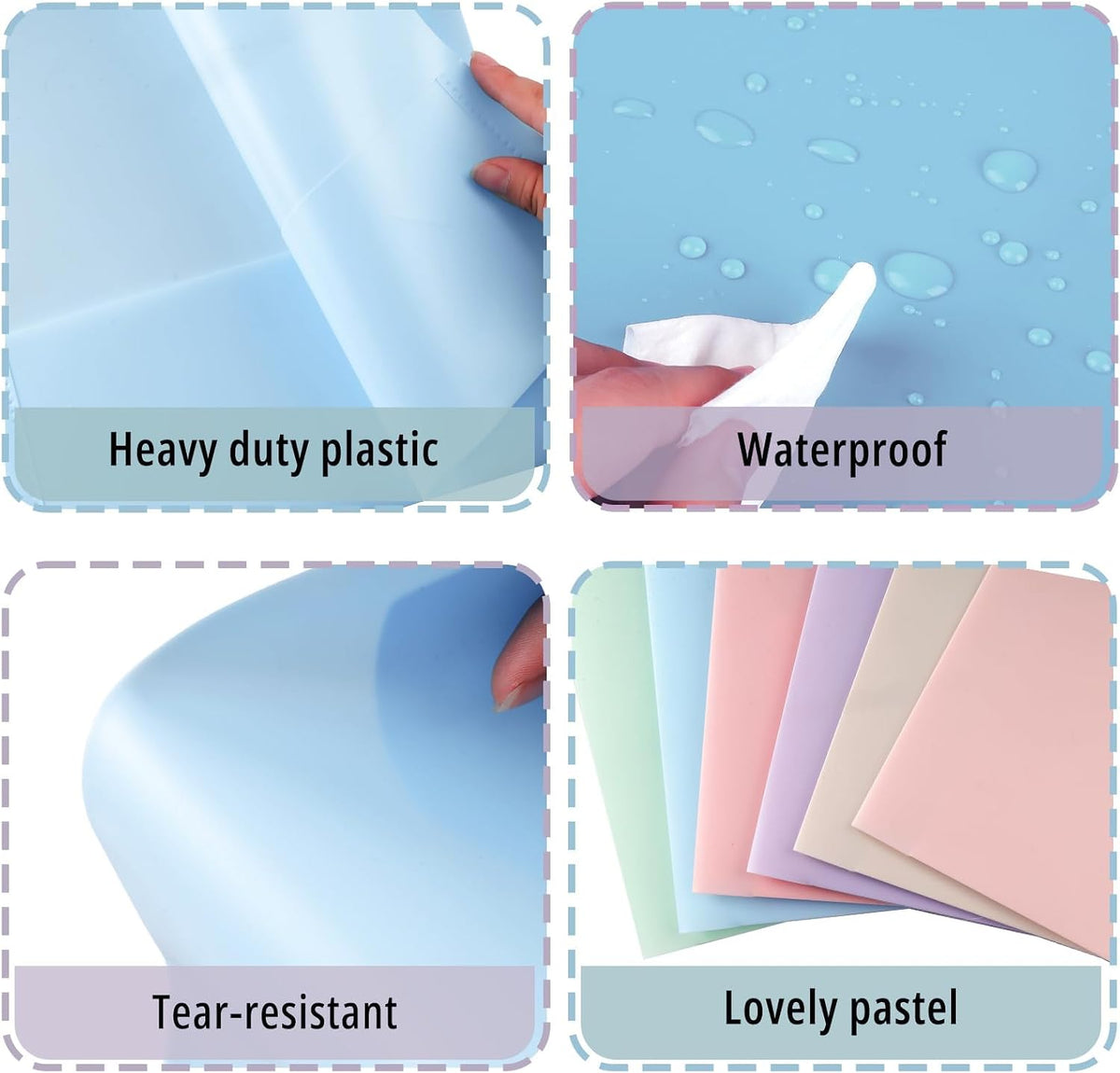 6 Pack Colored File Folders with Pockets, Pastel Pocket Folders, Plastic