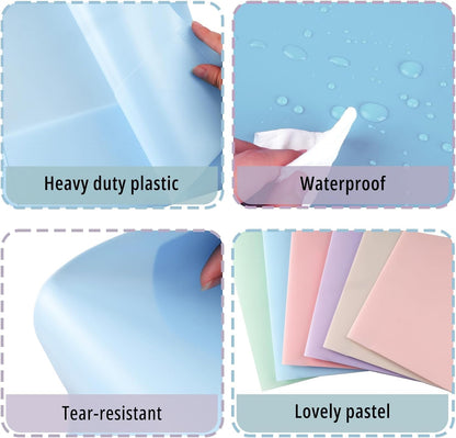 6 Pack Colored File Folders with Pockets, Pastel Pocket Folders, Plastic