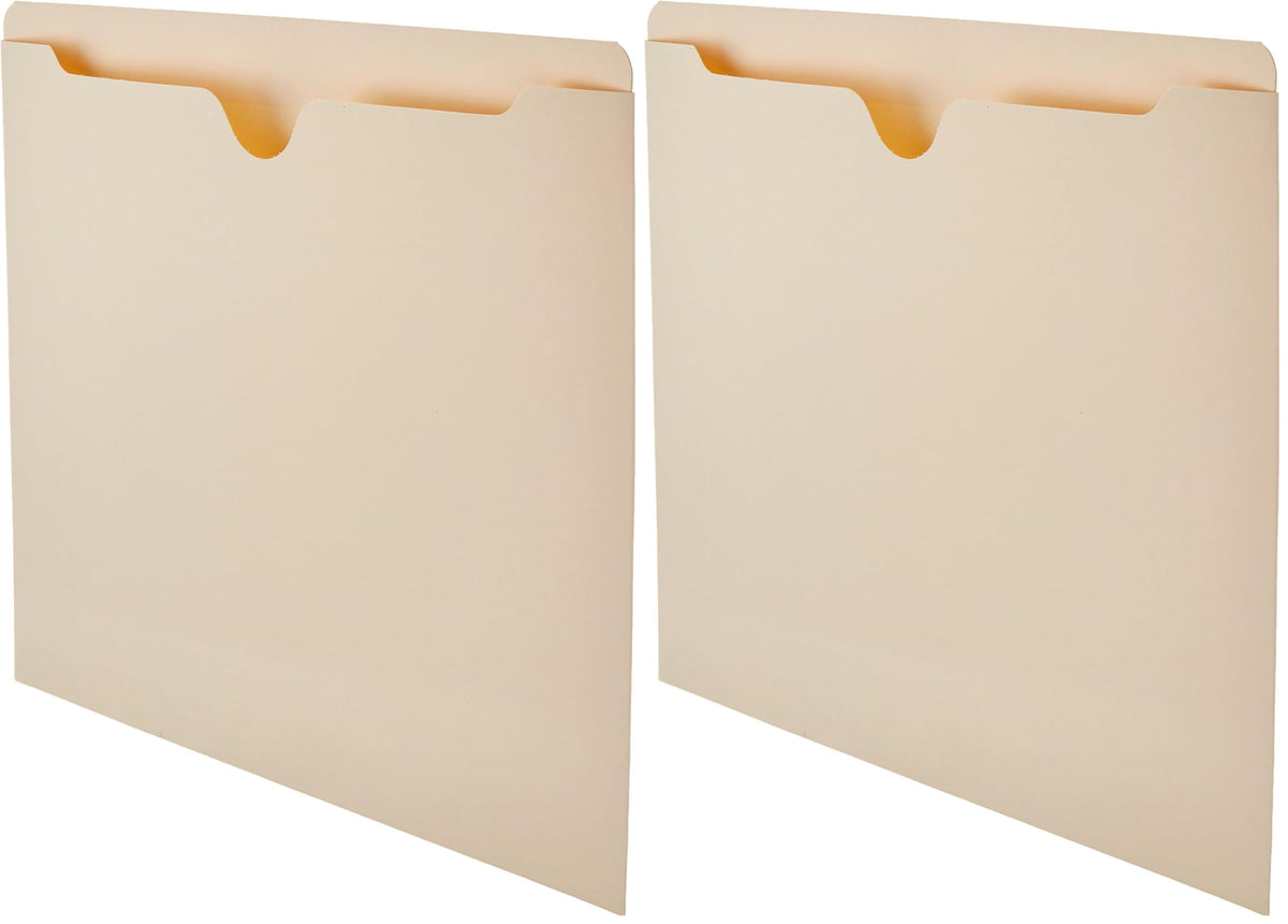 Amazon Basics Reinforced File Jackets, Letter Size, Straight-Cut Tab, 2 Inch Expansion, Manila, 50-Pack
