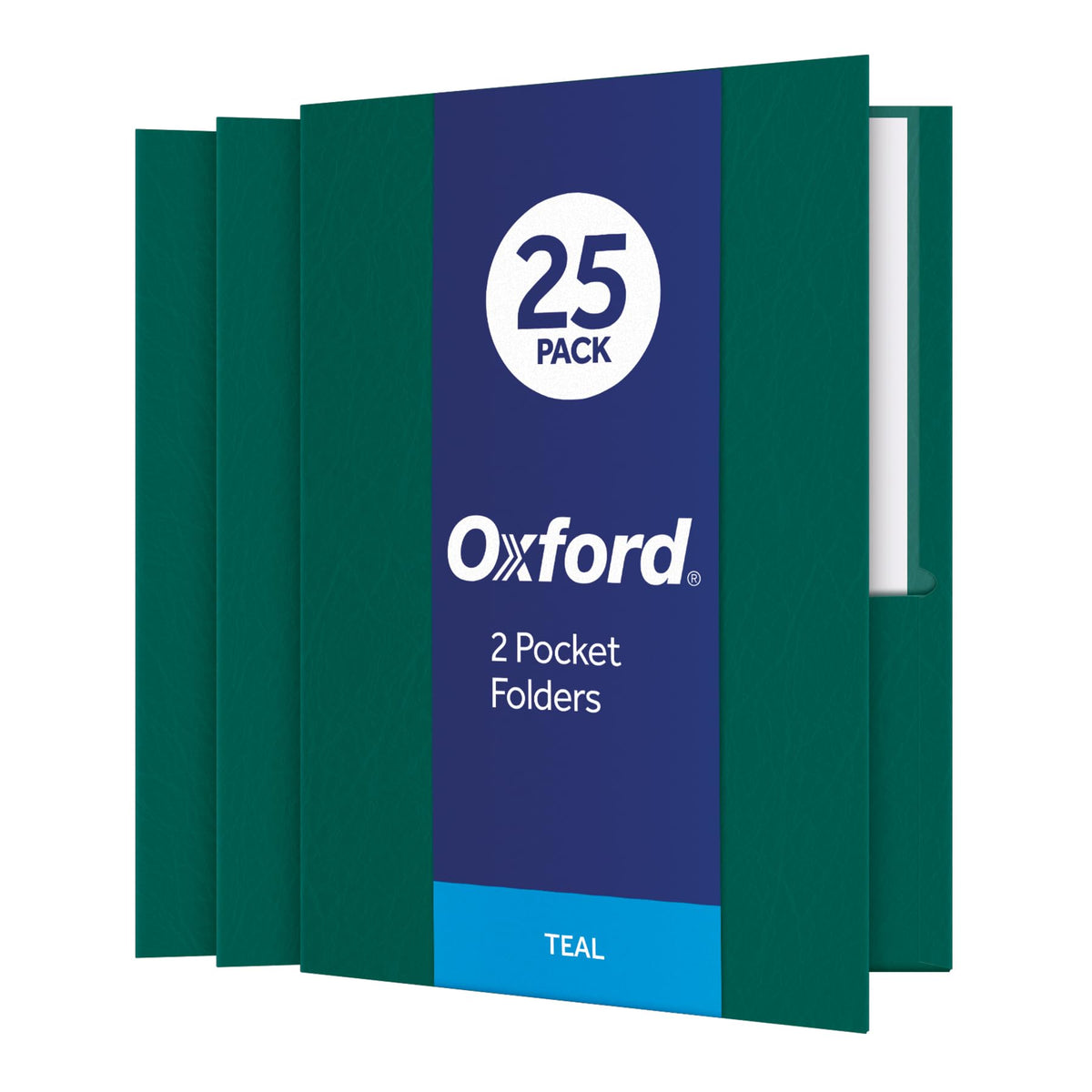 Oxford Twin-Pocket Folders, Textured Paper, Letter Size, Dark Blue, Holds 100 Sheets, Box of 25 (57538EE)