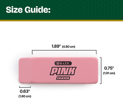 BAZIC Products Pink Bevel Block Erasers, Latex-Free, 4 Count