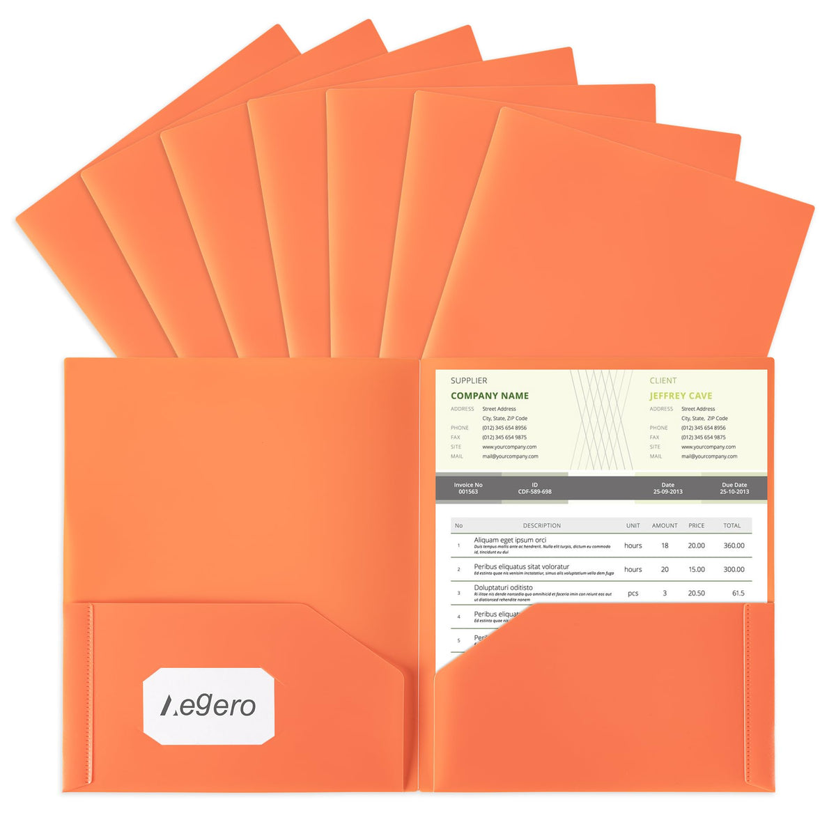 Aegero Plastic Folders with Pockets (7 Pack, Assorted Colors)
