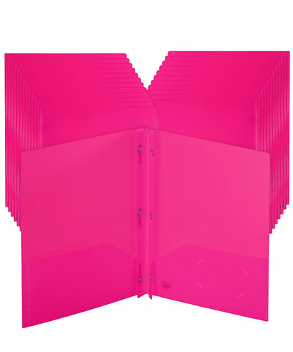 Mr. Pen- Plastic Folders with Pockets and Prongs, 5 Pack, Letter Size