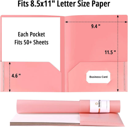 6 Pack Colored File Folders with Pockets, Pastel Pocket Folders, Plastic