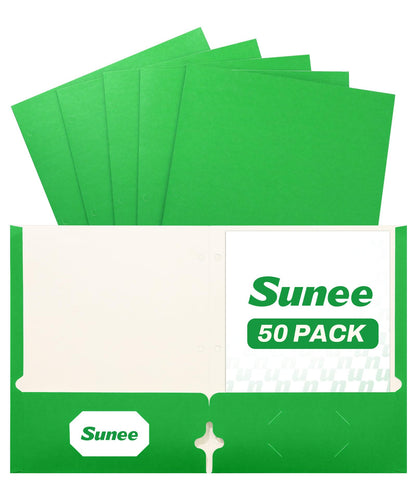 SUNEE Folders with Pockets 3 Hole Punched(50 Pack, Dark Blue), 2 Pocket Folders Fit Letter Size Paper, Paper File Folder for School Office Home Bussiness