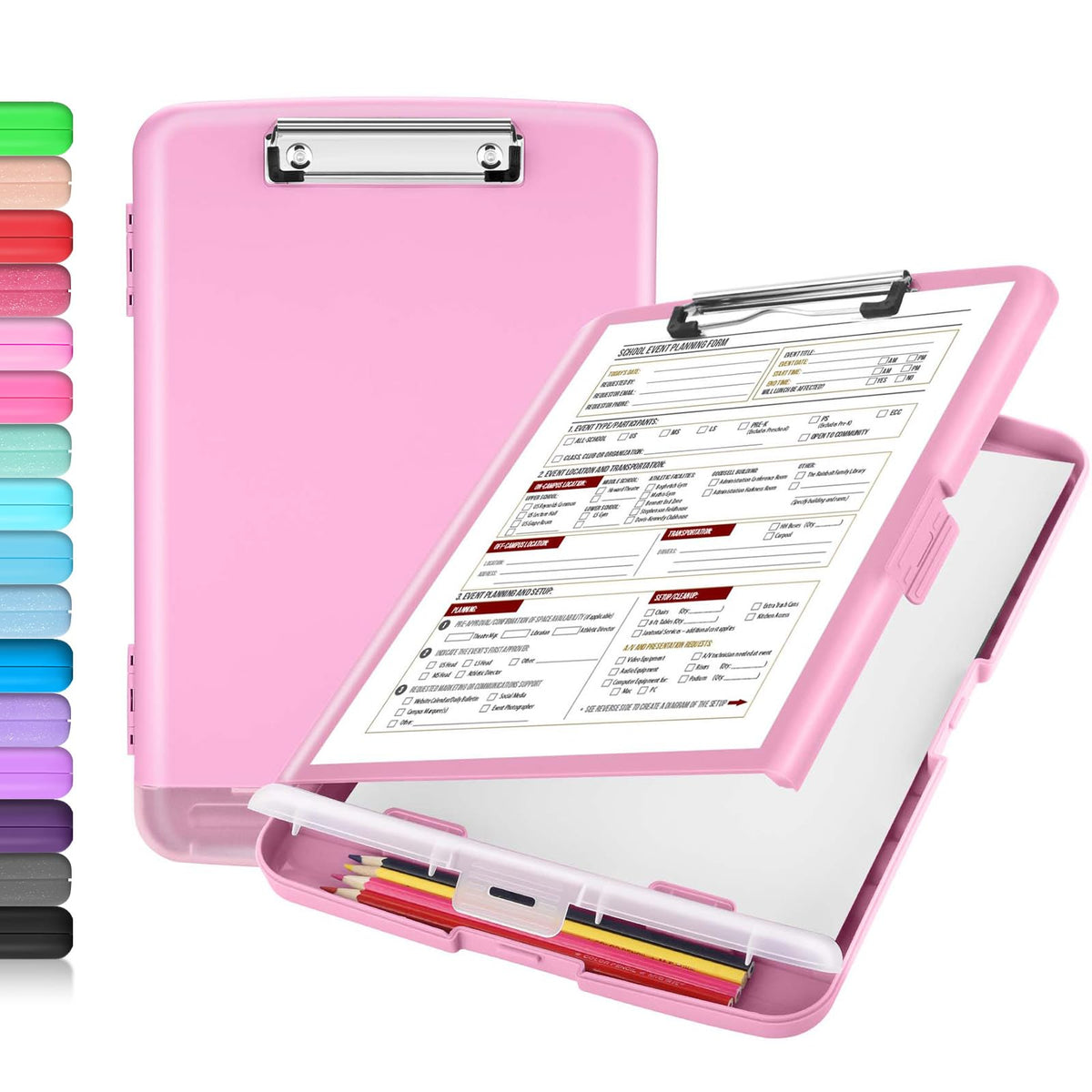 Sooez Clipboard with Storage, Clip Board 8.5 x 11 with Pen Holder, High Capacity Plastic Organization Case Box for Letter Legal A4 Size Paper, Nurses Teachers Must Haves, School & Office Supplies