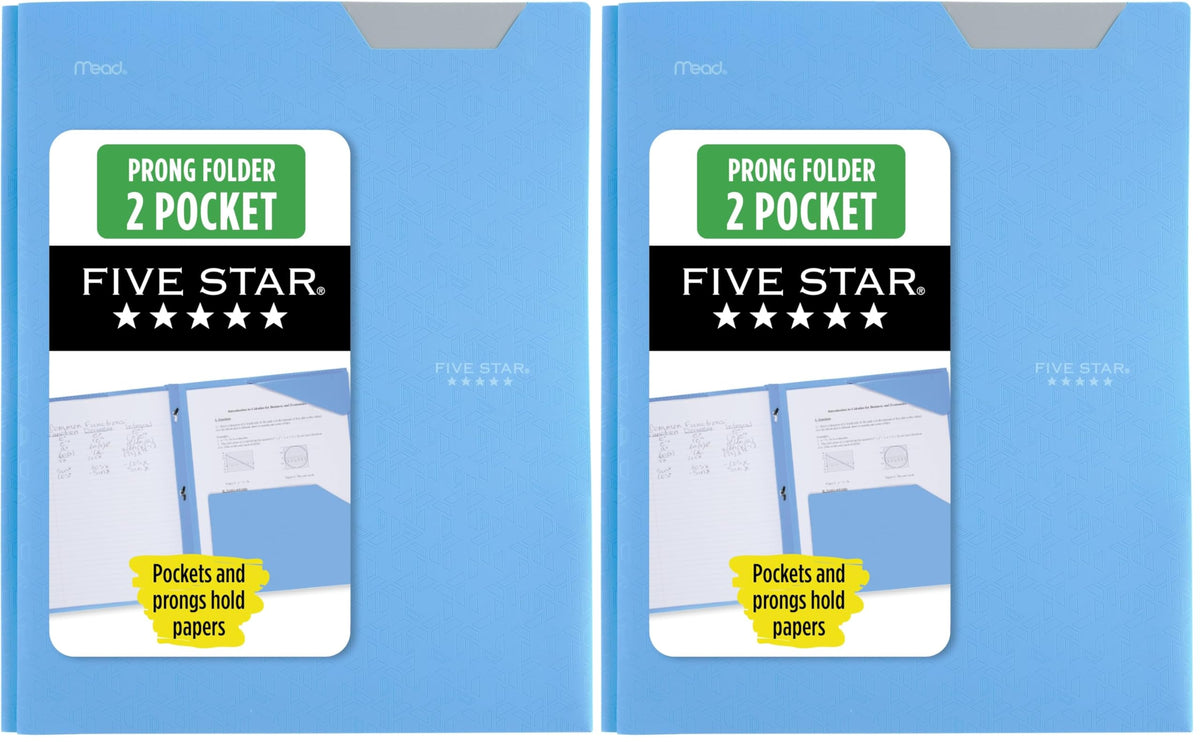 Five Star 2-Pocket Folder, Plastic Folder with Stay-Put Tabs and Prong Fasteners, Holds 8-1/2" x 11" Paper, Forest Green (72111)