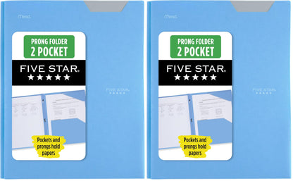Five Star 2-Pocket Folder, Plastic Folder with Stay-Put Tabs and Prong Fasteners, Holds 8-1/2" x 11" Paper, Fire Red (72109)