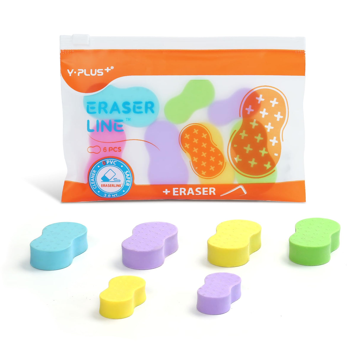 YPLUS Erasers for Kids, Hipolymer Pencil Erasers for School Supplies, 6 Pcs