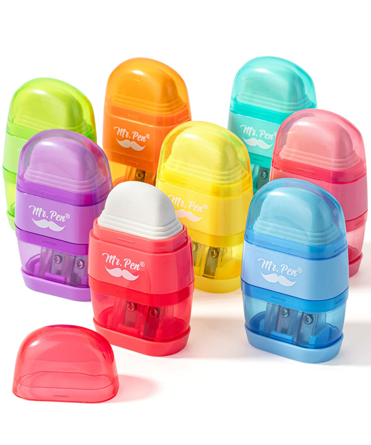 Mr. Pen- Pencil Sharpener & Eraser, 4 Pack