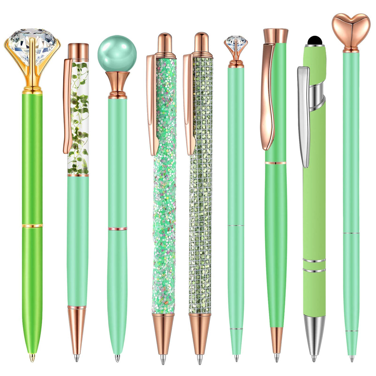 Janmini 9pcs Fancy Ballpoint Pens Glitter Journaling, Dark Blue