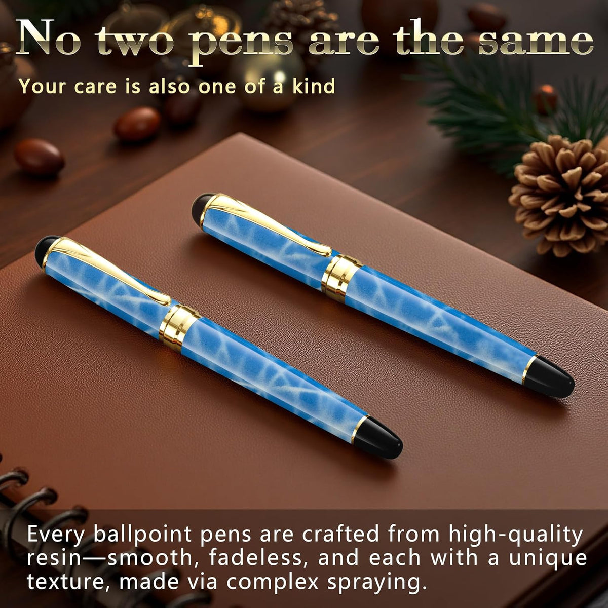 Luxury Ballpoint Pens Black Ink 0.5mm Medium Point Work Pen Smooth Writing,Elegant Fancy Nice Gift Pen Set for Signature Executive Business Office Supplies (Blue)