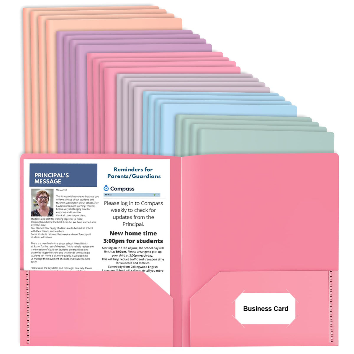 6 Pack Colored File Folders with Pockets, Pastel Pocket Folders, Plastic