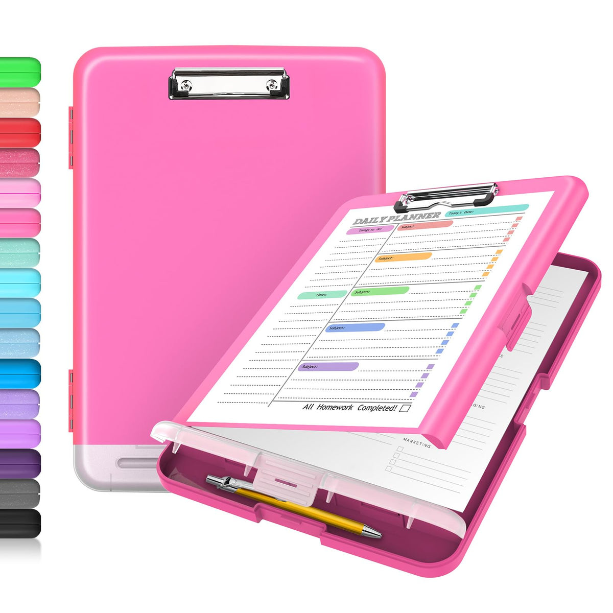 Sooez Clipboard with Storage, Clip Board 8.5 x 11 with Pen Holder, High Capacity Plastic Organization Case Box for Letter Legal A4 Size Paper, Nurses Teachers Must Haves, School & Office Supplies