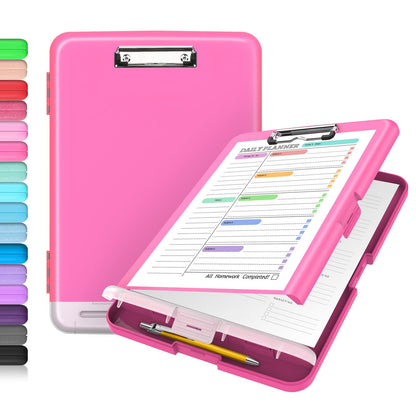 Sooez Clipboard with Storage, Clip Board 8.5 x 11 with Pen Holder, High Capacity Plastic Organization Case Box for Letter Legal A4 Size Paper, Nurses Teachers Must Haves, School & Office Supplies