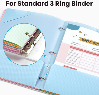 Sooez 6 Pack Plastic Folders with Pockets, Heavy Duty, Fits 3-Ring Binder