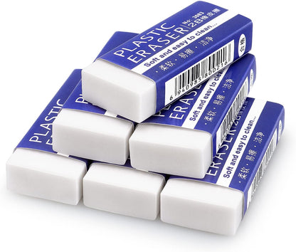 Tamaki Erasers, Large, White, 12 Pack