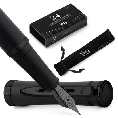 Wordsworth & Black Luxury Fountain Pen Set for Writing, Medium Nib, Silver