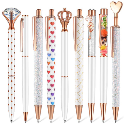 Janmini 9pcs Fancy Ballpoint Pens Glitter Journaling, Dark Blue