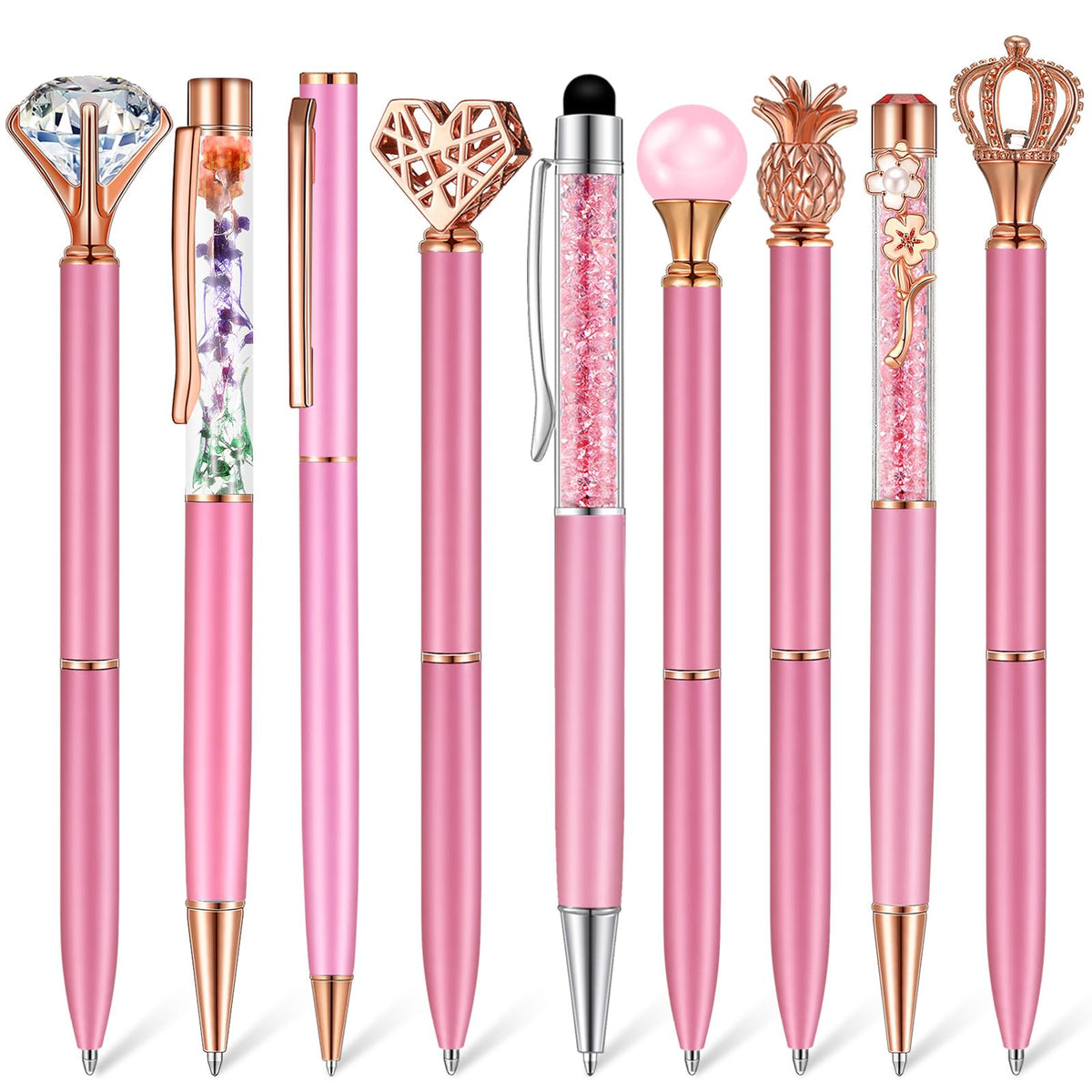 Janmini 9pcs Fancy Ballpoint Pens Glitter Journaling, Dark Blue