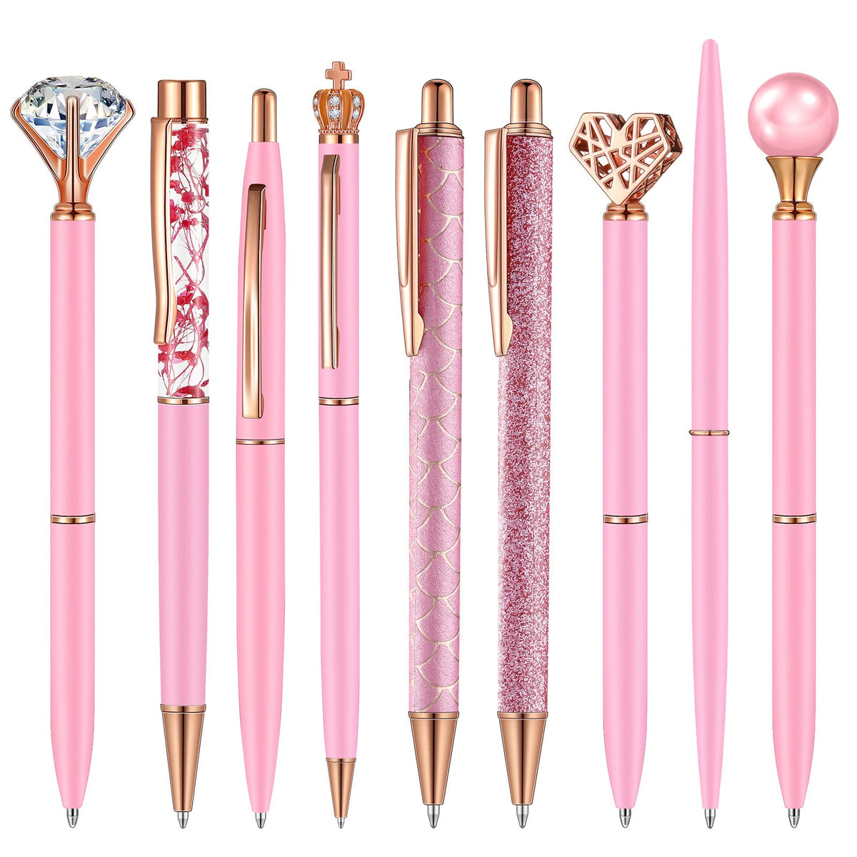Janmini 9pcs Fancy Ballpoint Pens Glitter Journaling, Dark Blue